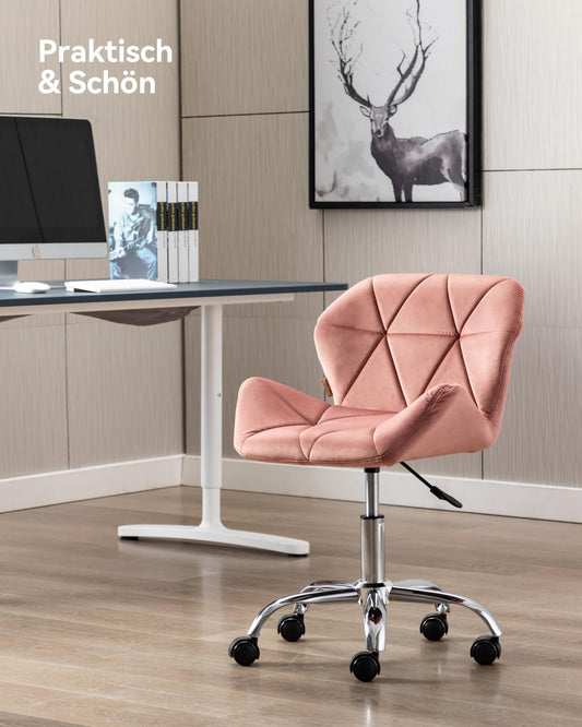HNNHOME Eris Desk Chair, modern, padded velvet, fabric swivel chair, adjustable height (Rose)