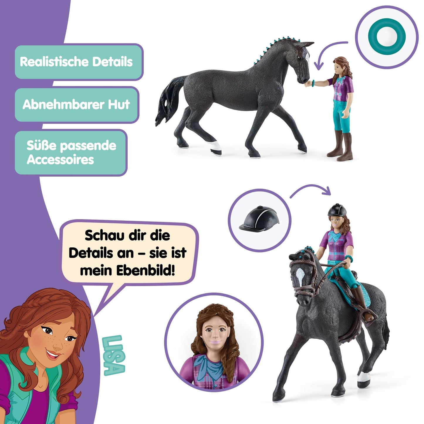 SCHLEICH Horse Club | Lisa & Storm 42541 | poseable girl figure | with horse accessories | great gift for girls and boys | horse toy for ages 5+ | 10 pieces | exclusive on Amazon.