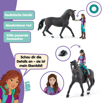 SCHLEICH Horse Club | Lisa & Storm 42541 | poseable girl figure | with horse accessories | great gift for girls and boys | horse toy for ages 5+ | 10 pieces | exclusive on Amazon.