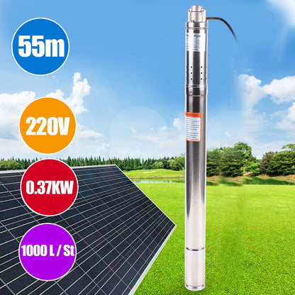 2" Deep Well Pump Submersible Pump 370w Well Pump Pipe Pump Garden Pump Sand Resistant 55m 1000 L/h