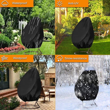 Hanging Chair Cover, longziming Large Cover for Hanging Chair Oxford Waterproof, Windproof, UV Resistant, with PVC Coating, Drawstring Black (200 x 230 cm)
