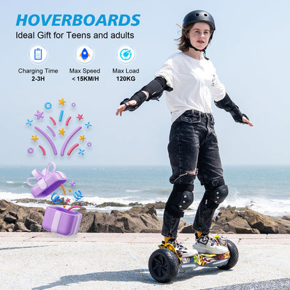 RCB 8.5" Premium Offroad Hoverboard, APP control function, Integrated LED Bluetooth with powerful motor, Electric all terrain hoverboards, Gift for kids.