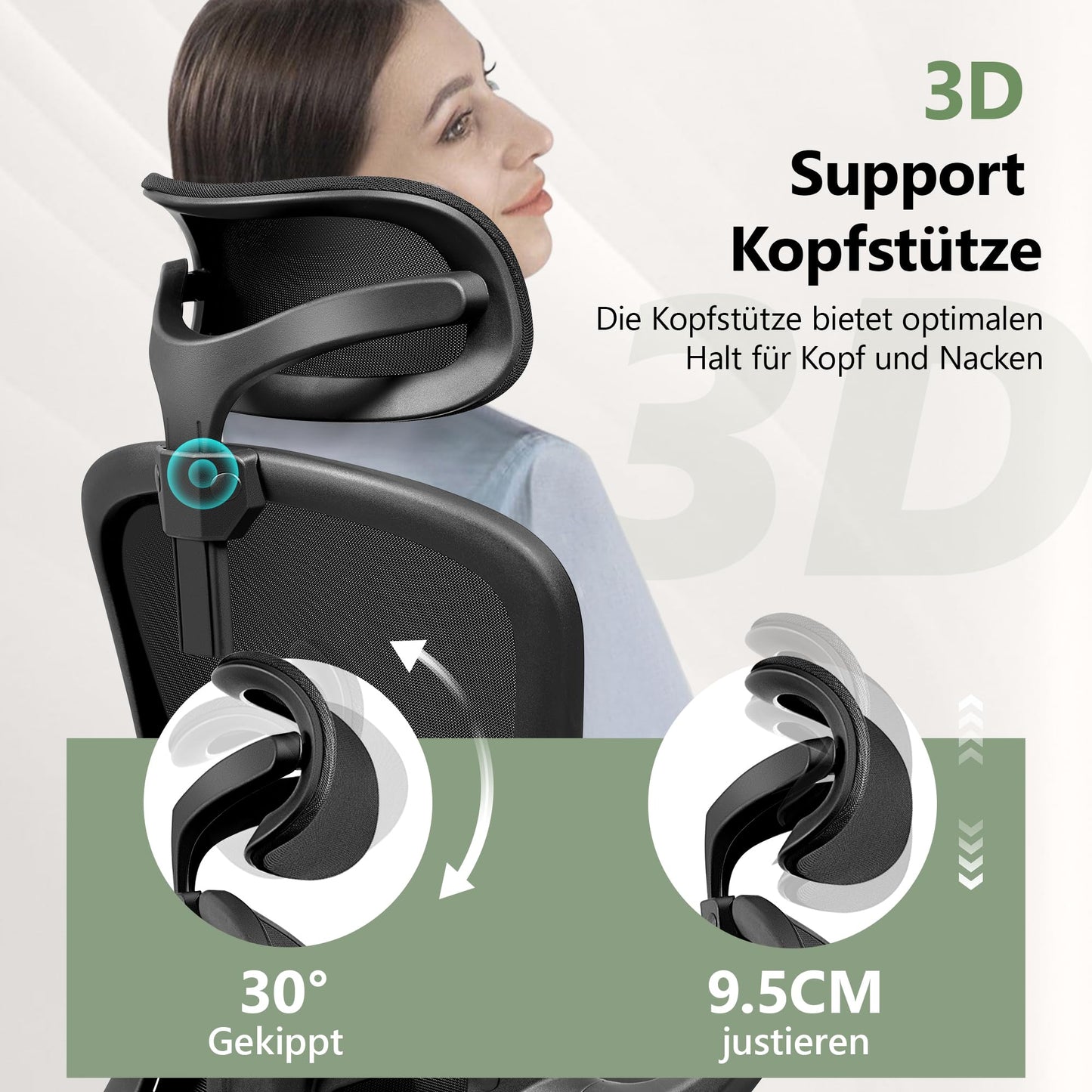 FelixKing Ergonomic Office Chair, Computer Chair, Adjustable Lumbar Support, 3D Headrest and Folding Armrests, Breathable Mesh Backrest, 300 lbs (Black)