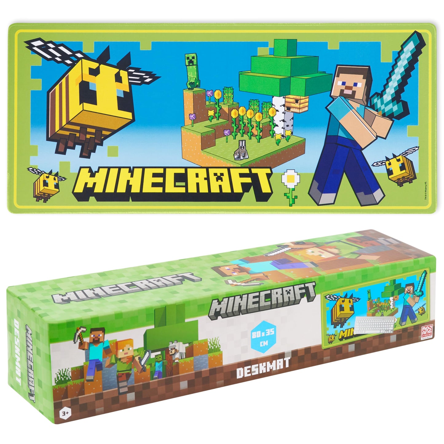 Minecraft Desk Pad for Kids, Non-Slip Desk Mat 80x35cm - Gifts for Kids (Green)