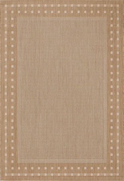 The carpet Mistra is a modern indoor and outdoor rug, perfect for the living room, bedroom, or patio. Weather-resistant, durable, and easy to clean, in brown, 160 x 230 cm.