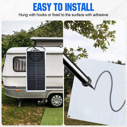 ECO-WORTHY 200W Flexible Solar Panel 2 pieces 100W Solar Panel 12V, Monocrystalline Solar Module with Cable for 12V Batteries RV Car Boat Camping.