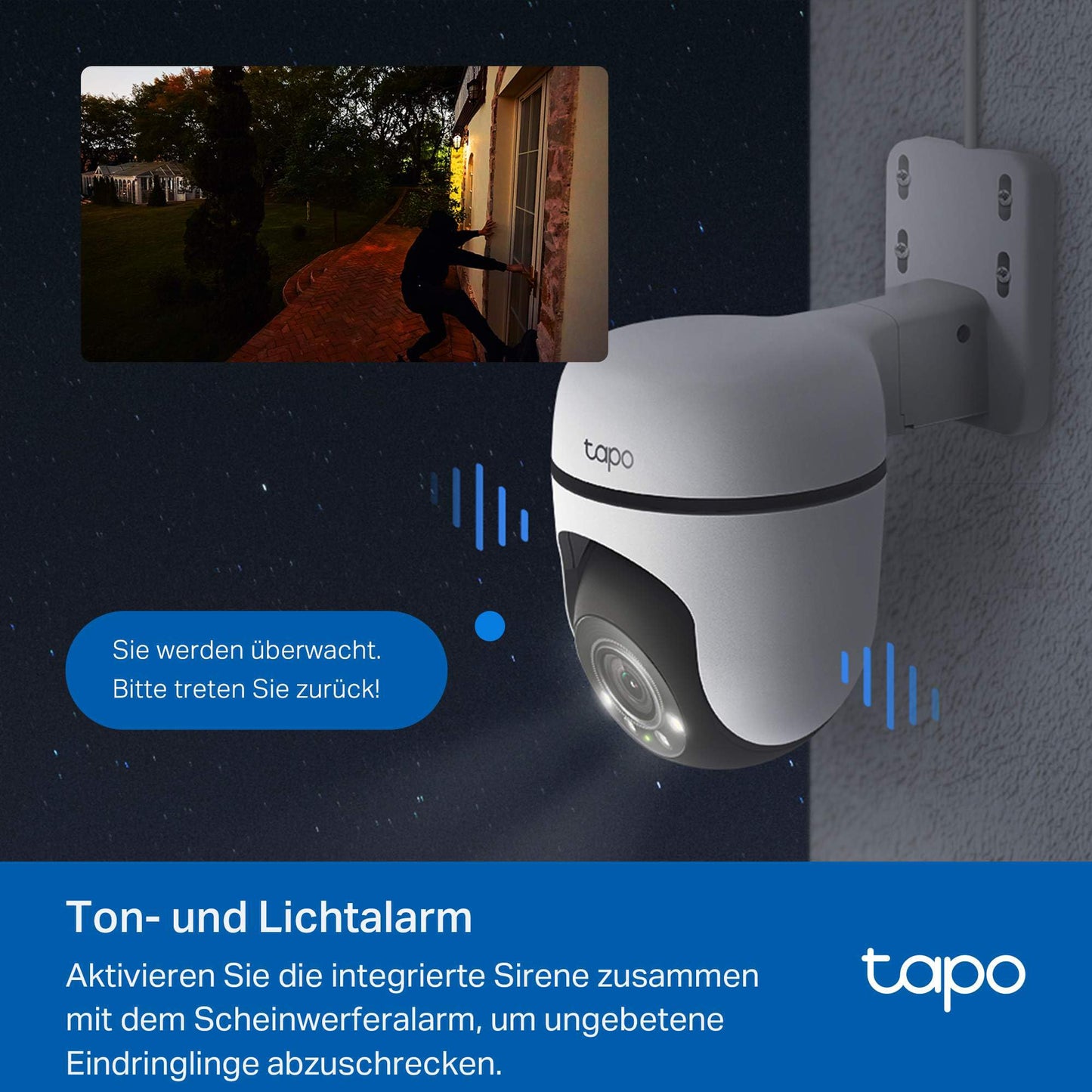 Tapo C51A 2K WiFi Outdoor Surveillance Camera, 360° Pan/Tilt, Full Color Night Vision, Person Detection, Motion Tracking, Two-Way Audio, microSD Card up to 512 GB.