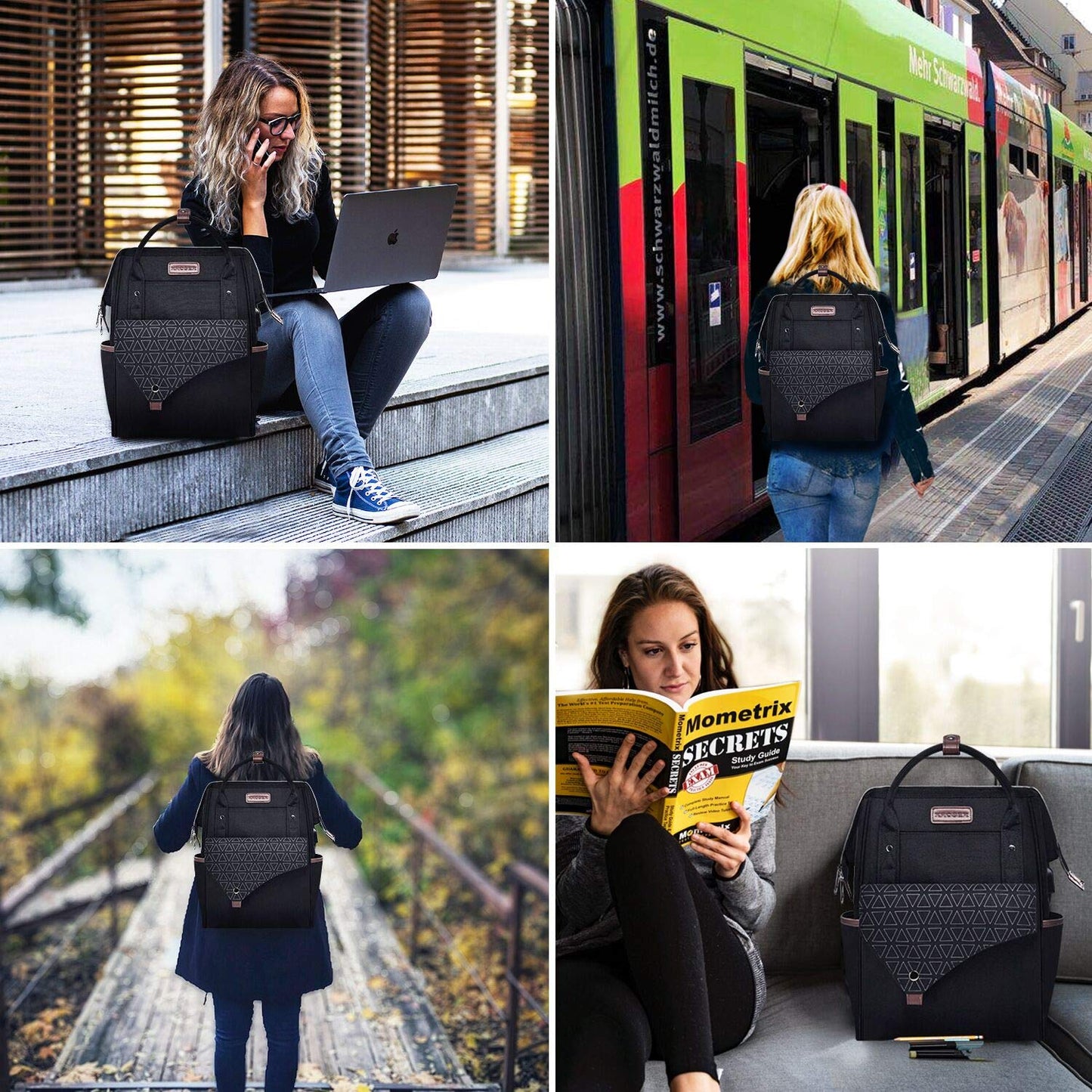 KROSER backpack for women, school laptop backpack 15.6 inch daypack waterproof for university/travel/business/work women/men, black.