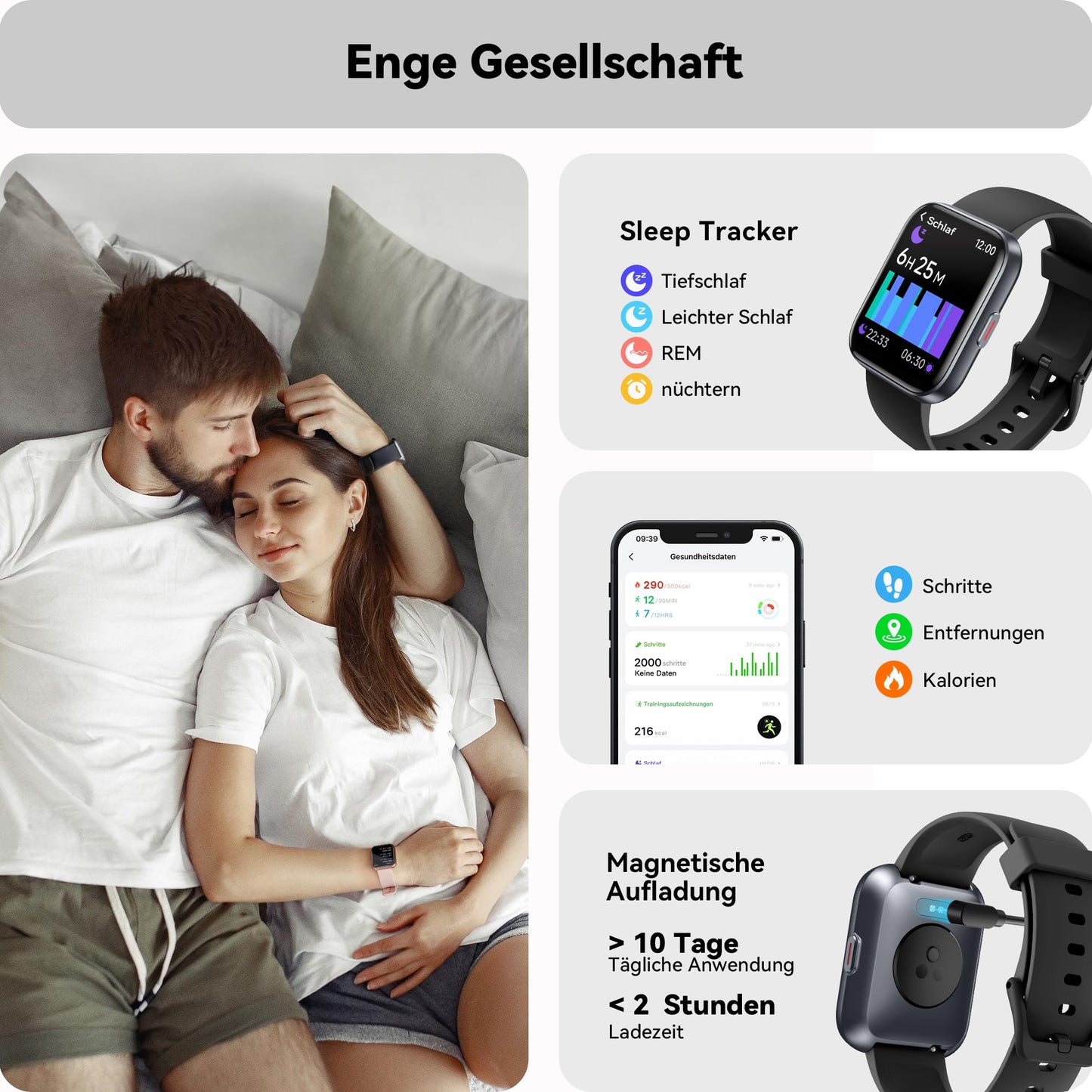 ENOMIR Smartwatch (Accept/Make Calls), Alexa Built-in, 4.6cm fitness watch with heart rate-SpO2-sleep monitor, 100 sports modes, 5ATM waterproof, pedometer and smartwatches for iOS Android