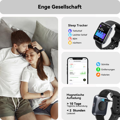 ENOMIR Smartwatch (Accept/Make Calls), Alexa Built-in, 4.6cm fitness watch with heart rate-SpO2-sleep monitor, 100 sports modes, 5ATM waterproof, pedometer and smartwatches for iOS Android