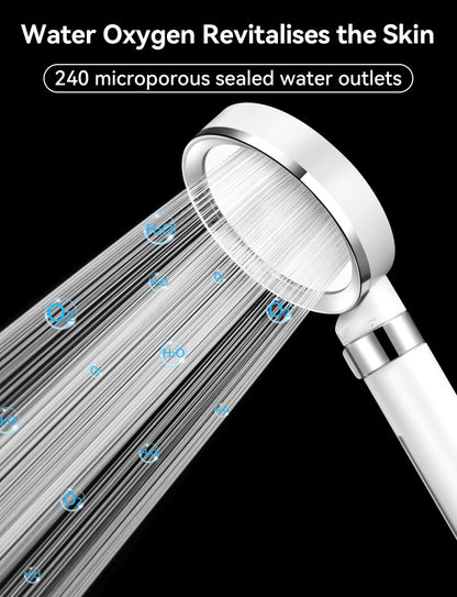 Magichome shower head with hose, high pressure shower head with filter handheld shower with pause function water-saving chlorine removing for hard water (white)