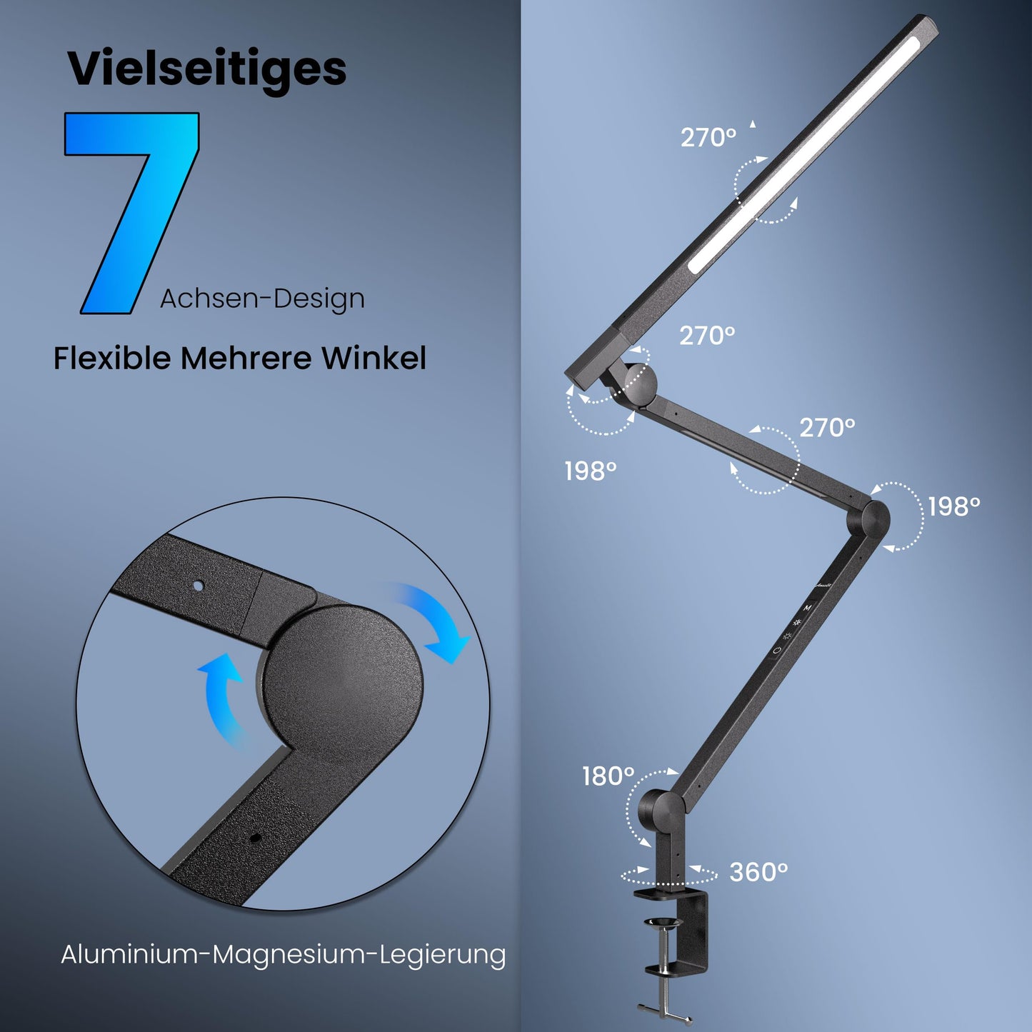 AmazLit Desk Lamp, Dimmable LED Desk Lamp 12W, Dual Light Source Swing Arm Architect Lamp, Adjustable Color Temperature Table Lamp Clamp, Office Lamp with Remote Control.