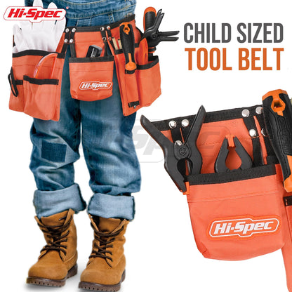 Hi-Spec 16-piece tool set for kids - with tool belt, work gloves, safety goggles, and real tools - perfect gift for little DIY enthusiasts, DIY projects, educational toy for children