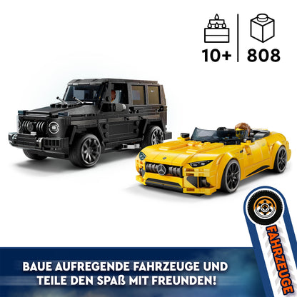 LEGO Speed Champions Mercedes-AMG G 63 & Mercedes-AMG SL 63, building set with 2 toy cars and 2 driver minifigures, gift for boys and girls, model car set, racing car toy 76924