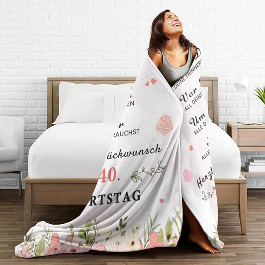 G-dake Gifts for Women's 40th Birthday, Cozy Blanket Birthday Gift for Best Friend Wife Sister Colleague, Birthday Gift Ideas, Fluffy Fleece Blanket 130x150cm