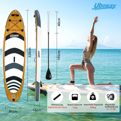 Inflatable Stand Up Paddling Board Surfboard SUP Board 320 * 81 * 15 cm 200KG made of 2600GSM PVC woven mesh fabric and PVC coated fabric.