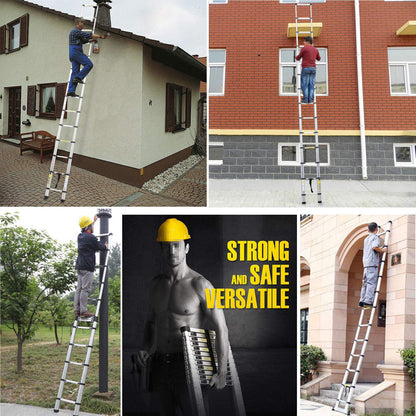 Multipurpose ladder 3.8m telescopic ladder aluminum folding ladder non-slip extendable sturdy step ladder 150 kg/330 lbs capacity.