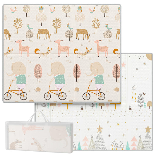 Uanlauo Foldable Baby Play Mat, 200x180x1.5cm Crawling Blanket for Baby, Non-toxic Baby Crawling Mat, Kids Play Mat with Edge Reinforcement.