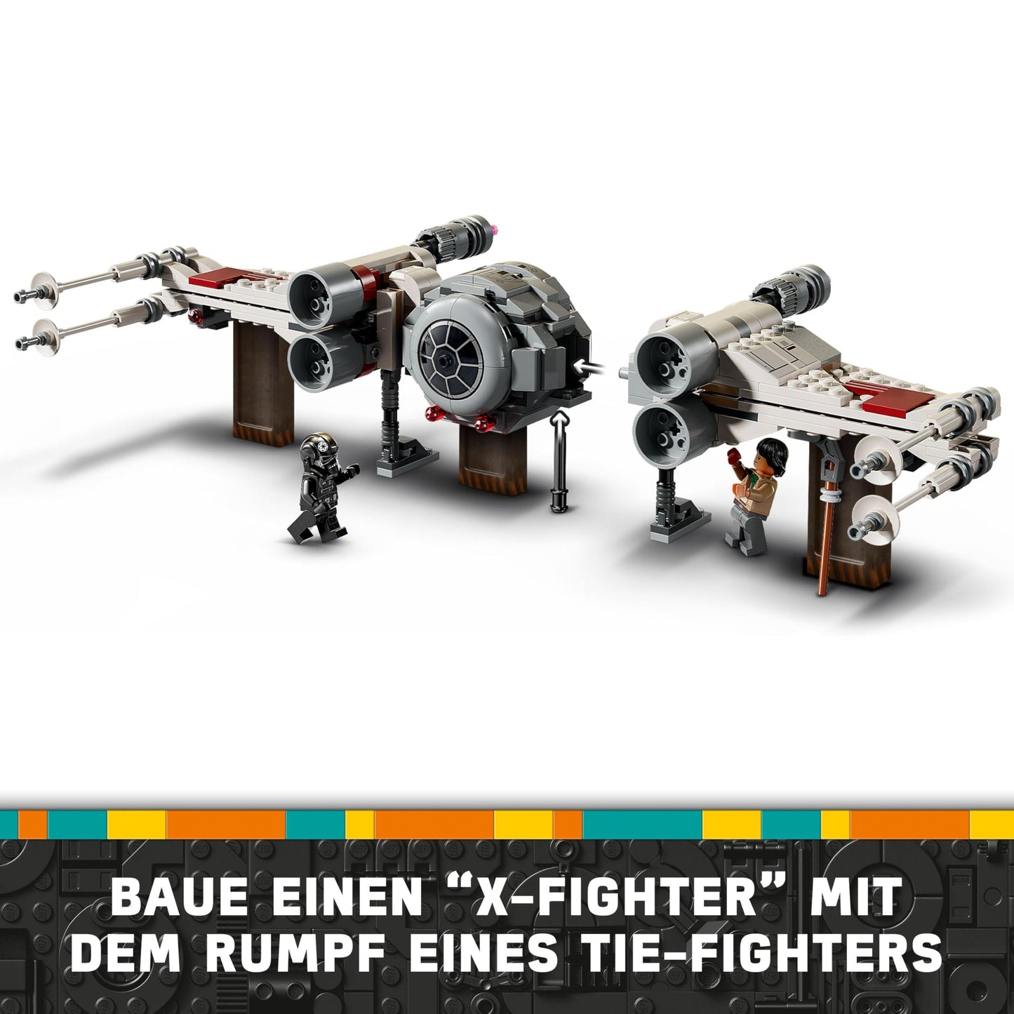 LEGO Star Wars 75393 Mashup of TIE Fighter & X-Wing - Toy with 2 spacecraft, 4 minifigures, and droid figure, creative gift for boys aged 9 and fans