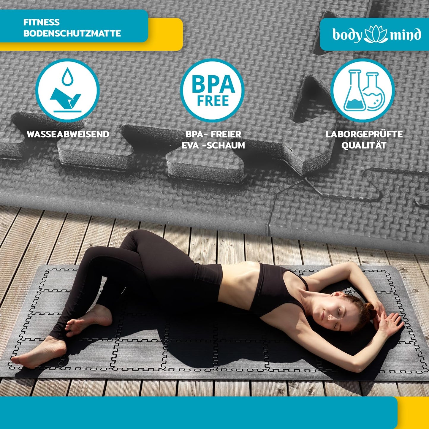 Ground protection mats XXL set; Fitness mat floor protection puzzle mat; Underlay mat for fitness equipment + FREE anti-slip mat; Exercise mat & sports mat for fitness room basement garage approx. 2m² Grey