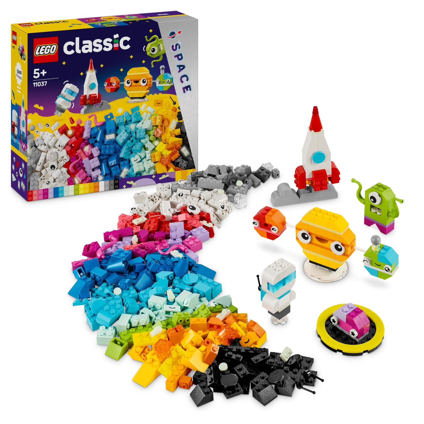 LEGO Classic Creative Space Planets & Classic Creative Monster Creative Set Bricks, box with building blocks for kids aged 4+, construction toy 11017