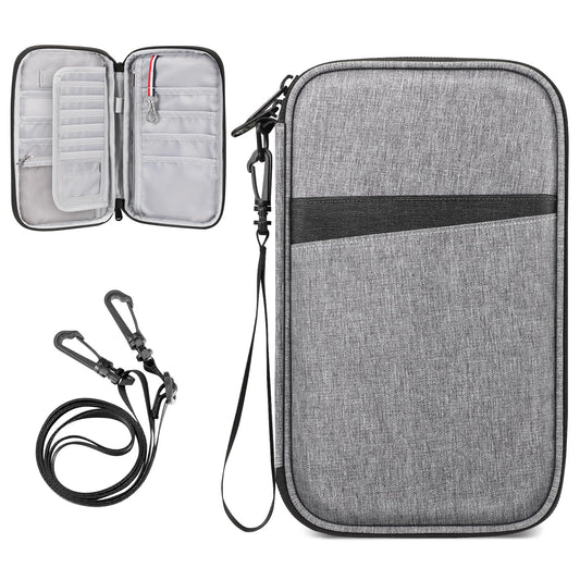 FINTIE Passport Holder Family Travel Organizer, RFID Blocking Waterproof Phone Wallet Passport Cover ID Case Document Holder for 6 Passports for Women and Men, Gray