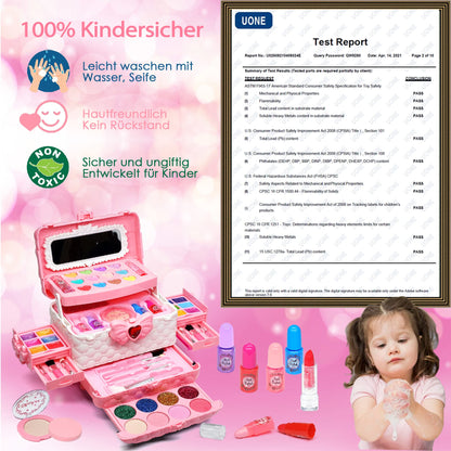 Kids Makeup Set Girls Makeup Case Children- Safe and Washable Kids Makeup, Real Makeup Set, Princess Gifts for Girls 4 5 6-12 Years (Pink)