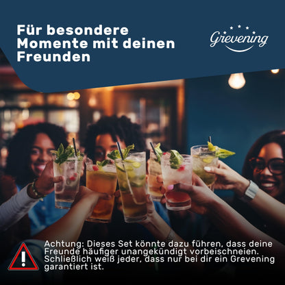 Grevening® [AWARD WINNER] 16-piece Stainless Steel Cocktail Shaker Set in a practical and elegant wooden box, great gift packaging with recipe book for beginners and professional bartenders, 304 Premium Stainless Steel