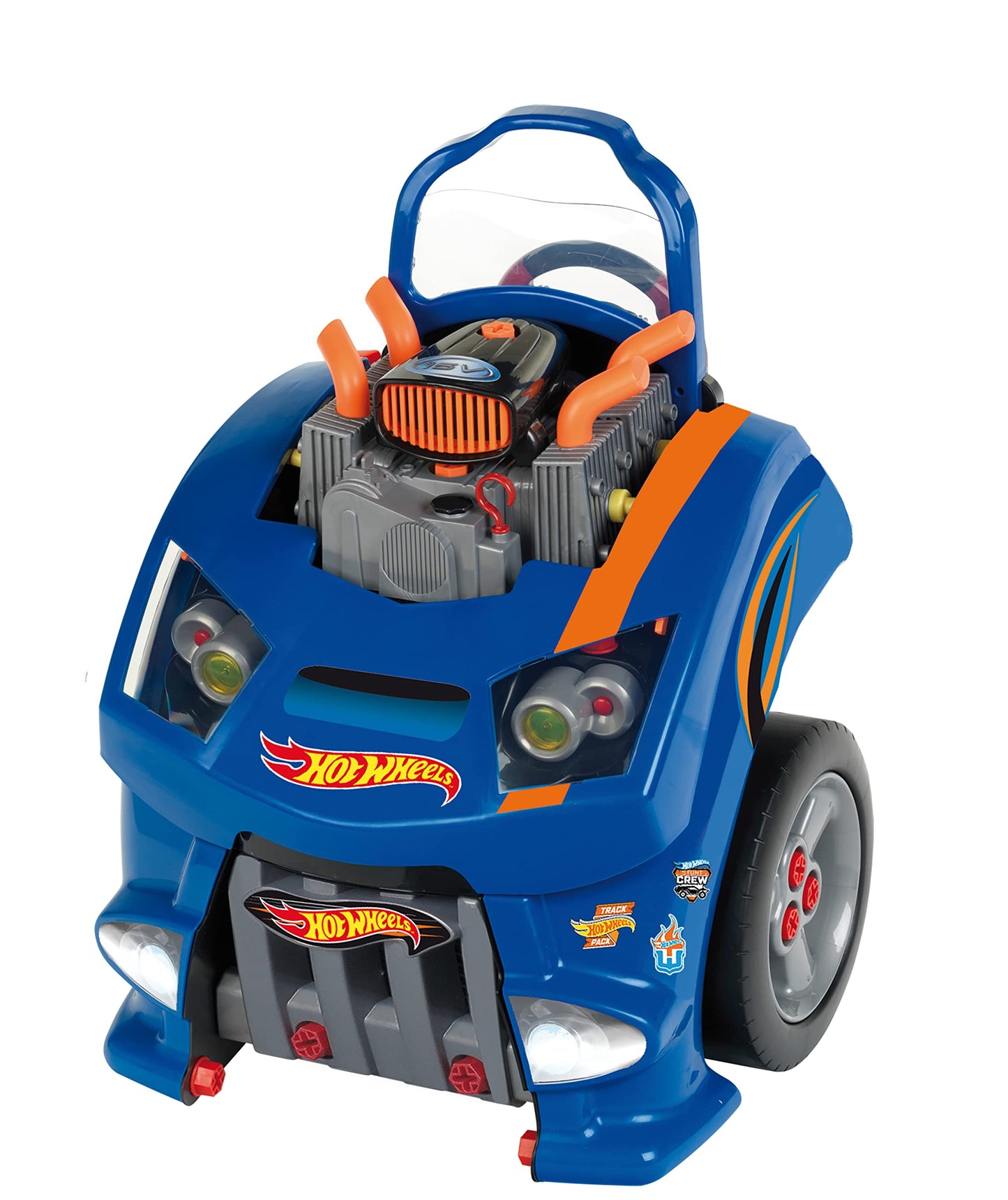 Theo Klein 2822 Hot Wheels assembly car I Engine block with educational repair functions I Battery-powered headlights and horn I Dimensions: 43 cm x 40 cm x 52.5 cm I Toy for children aged 3 years and above