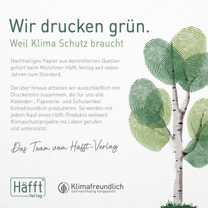 Häfft® Teacher Planner 2025/2026 A5 + "Beige Ginkgo" Hardcover Teacher Calendar/School Year Planner with 236 pages, stickers, and more - sustainable & climate-friendly.