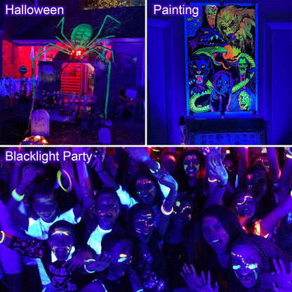 MEEKBOS Blacklight Projector, 2 pack 60W LED Blacklight lamp, IP66 Waterproof Outdoor UV Floodlight with plug, 385-400NM spotlight for Blacklight Party, GLOW, Halloween, Fluorescent Painting.