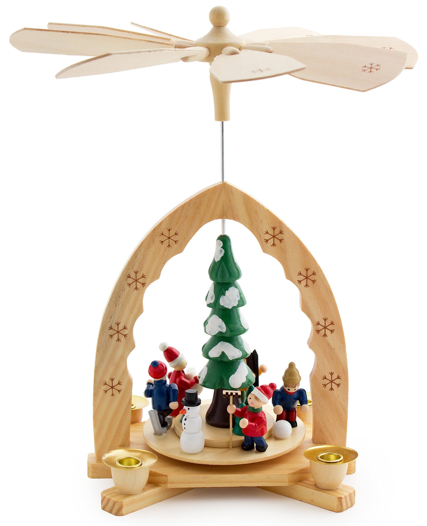 BRUBAKER Christmas Pyramid - Nativity and Winter scenes - Tea light pyramid and candle pyramid made of glass or wood - Black White Brown