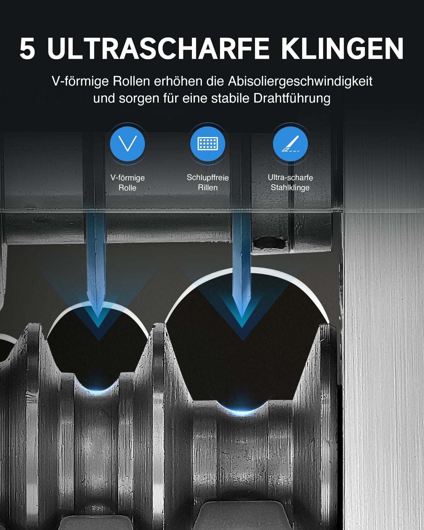 CREWORKS Electric Cable Stripping Machine 180W for 1.5-30mm copper wires, Automatic Cable Stripper Wire Stripping Tool for 0.06-1.2 inch copper wire recycling, 5-channel cable peeling machine.