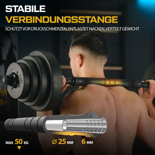 TREX SPORT Dumbbell Set | 2 sets of dumbbells & barbell | 20kg 40kg dumbbell set with connecting tube - 40kg (2x20kg)