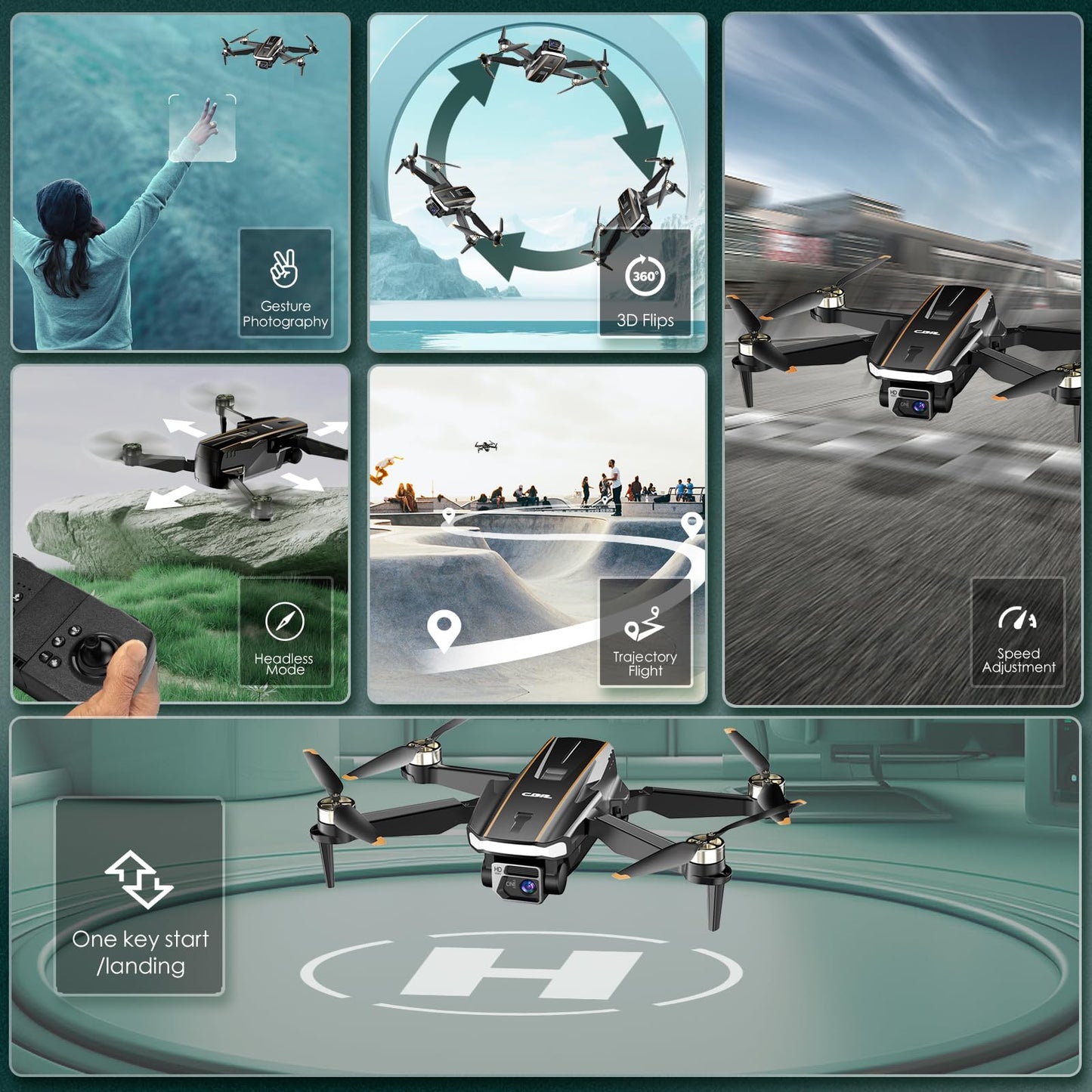 Rugged brushless motor drone with camera for beginners, CHUBORY A68 WiFi FPV Quadcopter with 2K HD camera, automatic hover, 3D flips, headless mode, trajectory flight, 2 batteries.