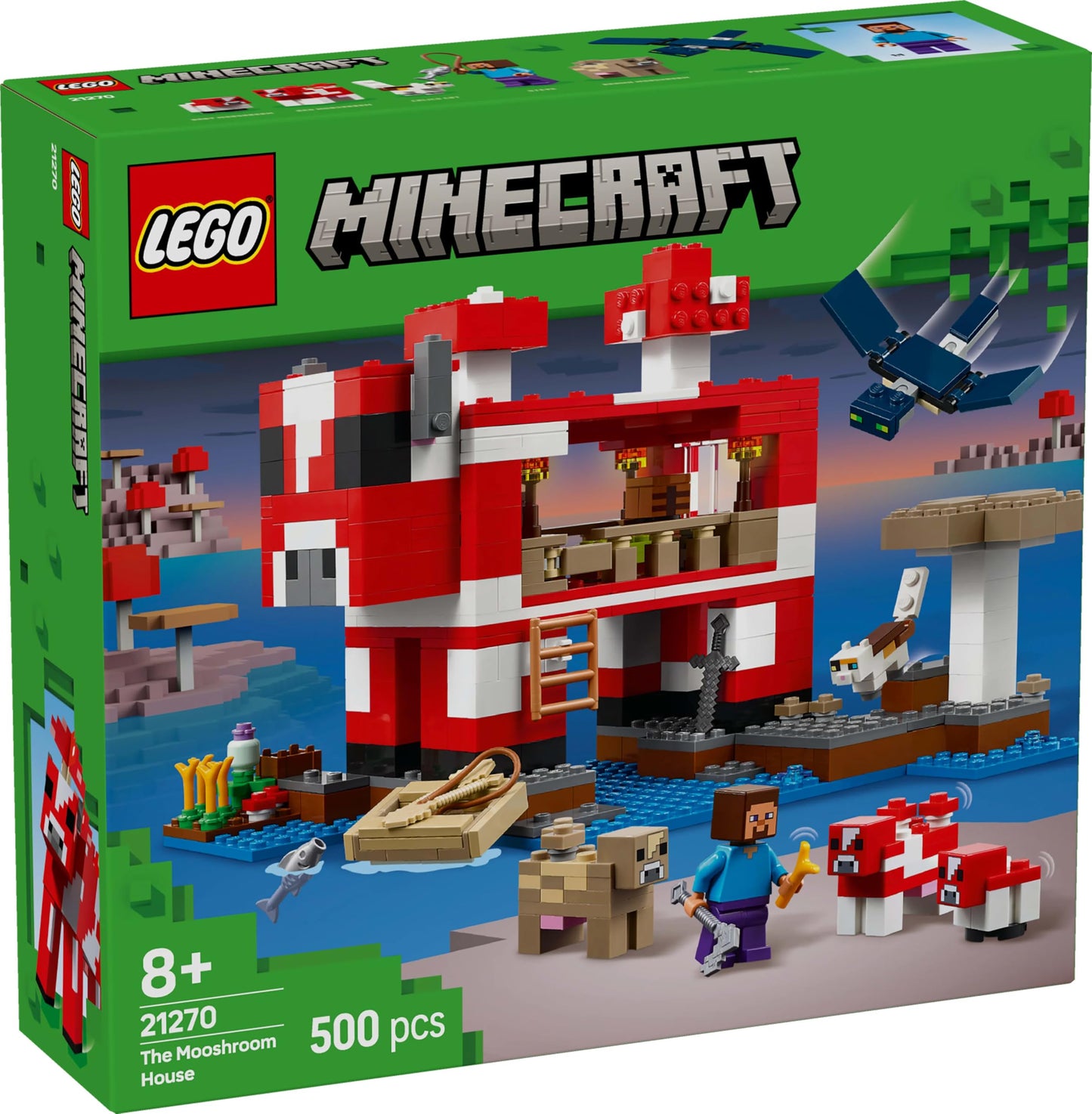 LEGO Minecraft The Mushroom Cow House - Gaming toy with Steve figure, Mobs, a crafting table and a farm - Interactive playset - Gaming gift for girls and boys aged 8 and up 21270