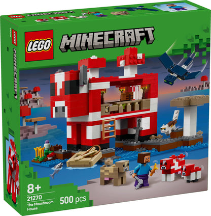 LEGO Minecraft The Mushroom Cow House - Gaming toy with Steve figure, Mobs, a crafting table and a farm - Interactive playset - Gaming gift for girls and boys aged 8 and up 21270