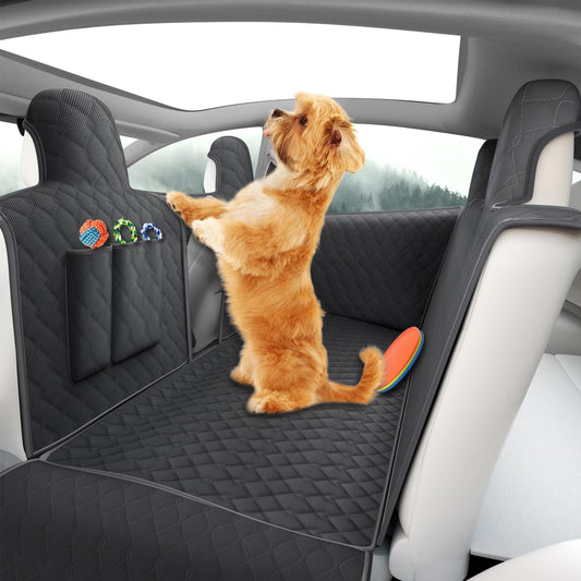 TTCR-II Compatible with Car Seat Cover Dog Back Seat Tesla Model 3 Y S 2018-2023 Waterproof & Scratch-Resistant Dog Blanket Car Backseat for Side Protection & Viewing Window Model 3 Y Car Seat Cover Dog Blanket