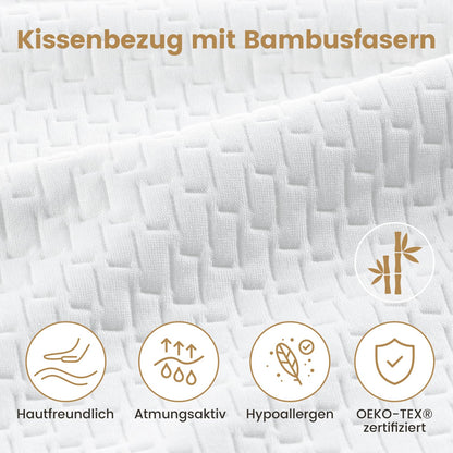 BedStory 80x80 Pillows 2-Pack with removable bamboo fiber cover, anti-dust mite and antibacterial. Pillows filled with 1500g x 2 microfibers, hypoallergenic, comfortable, soft, and breathable.