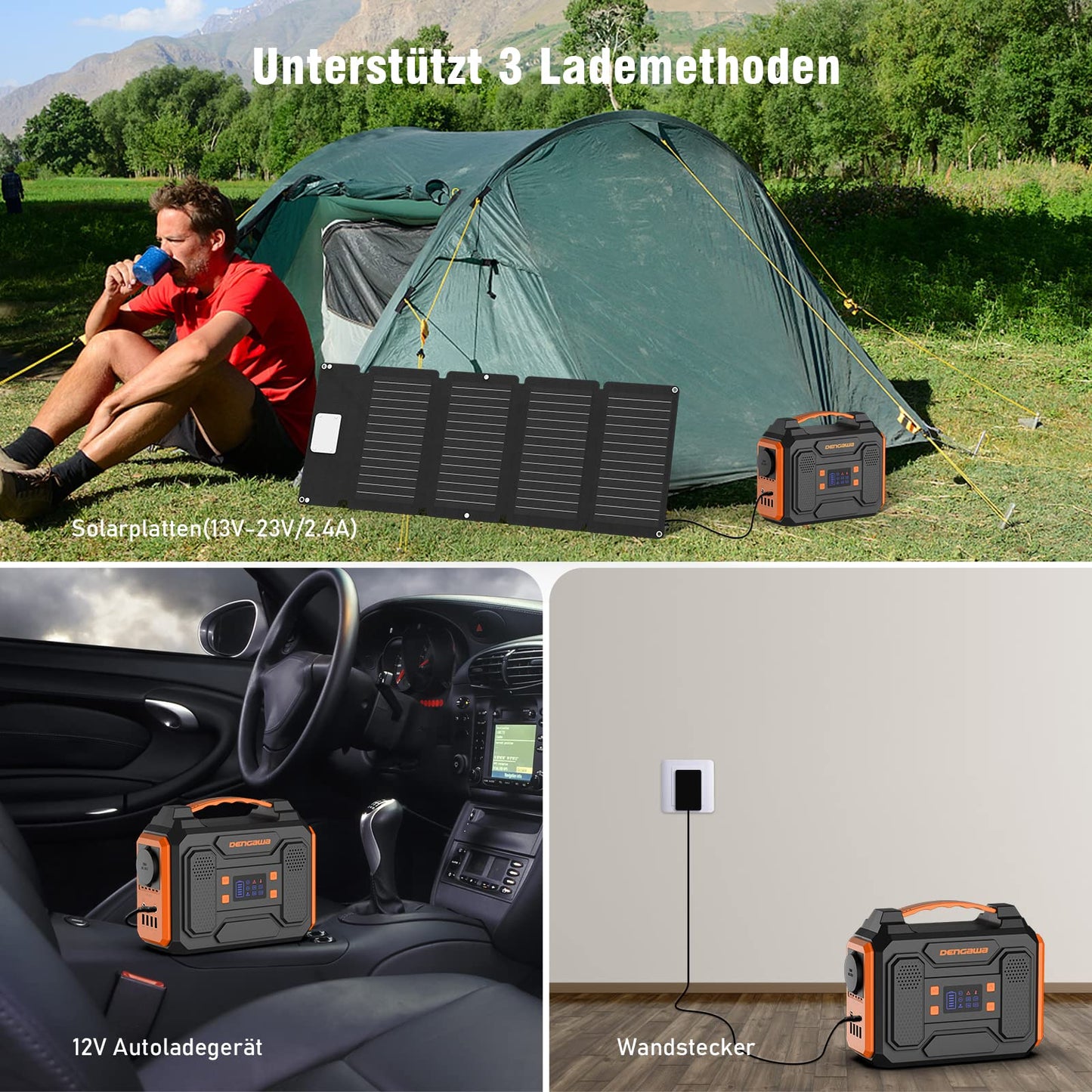 DENGAWA Portable Power Station 250Wh, 230V/250W Solar Generators Battery with AC/DC/USB, Power Station Solar for Camping, Outdoors, Travel, and Emergencies.