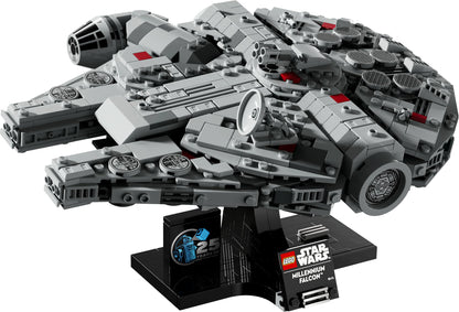 LEGO Star Wars 75375 Millennium Falcon - spaceship model for adults with display stand and nameplate as cool desk decoration - gift for fans of A New Hope.