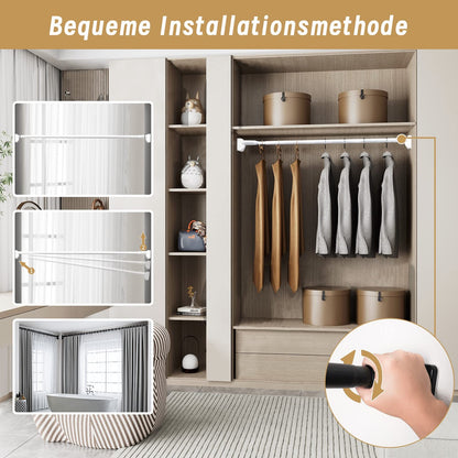 Extra strong telescopic rod with screw tension - curtain rod & clothes rail without drilling, 75-120 cm, Ø33 mm, holds up to 85 kg, for curtains, clothing, bathrooms, closets, niches, windows & doors.