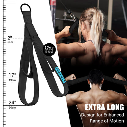 Vulken Tricep Rope Attachment. 24 Inch, 17 Inch Two lengths in one pull down rope. Triceps Extension Straps Fitness Equipment. Home Workout Handles for Resistance Bands.