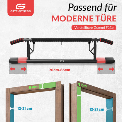 GATE FITNESS™ Pull Up Bar/Chin-Up Bar for Door Frames - Perfect Home Strength Station - No Screws | Foldable Home Trainer - includes Pull Up Band + Suspension Trainer + Training Poster