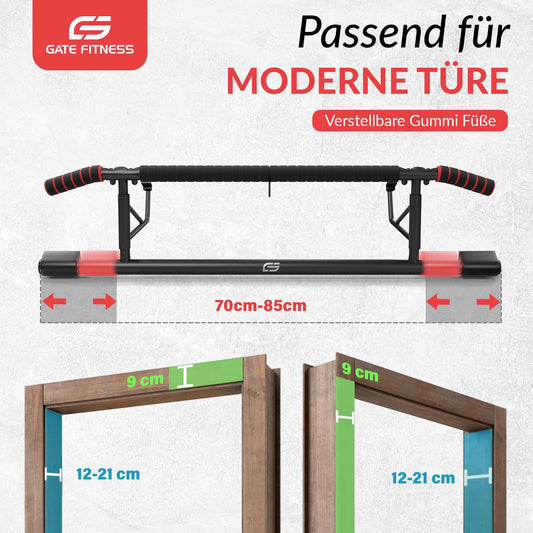 GATE FITNESS™ Pull Up Bar/Chin-Up Bar for Door Frames - Perfect Home Strength Station - No Screws | Foldable Home Trainer - includes Pull Up Band + Suspension Trainer + Training Poster