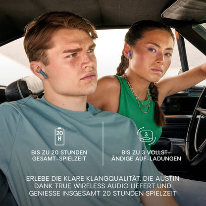 Urbanista Bluetooth headphones, Wireless Bluetooth 5.3 Headphones, IPX4 True Wireless Earbuds, 20 hrs. playtime, In-Ear Earphones with touch controls, Earbuds for work, game, and sports, Austin, Black