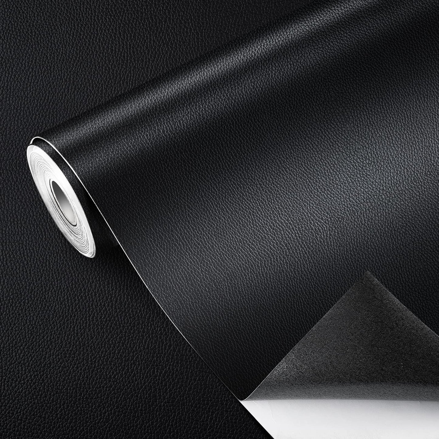 GELAISI Artificial Leather Self Adhesive 60*200cm Black Leather Patch Kit Self-Adhesive Leather Patches, Leather-Look Film Decorative Film Furniture Film Wallpaper Leather Repair Upholstery for Cabinet Leather Bag Car Seat Sofa