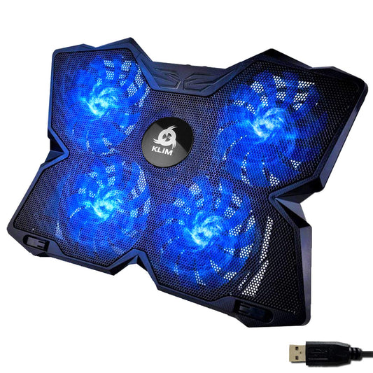KLIM® Wind Laptop Cooler - Over 500,000 units sold - NEW - Powerful - Fast cooling - 4 fans PC notebook PS4 Ventilated laptop stand - Blue