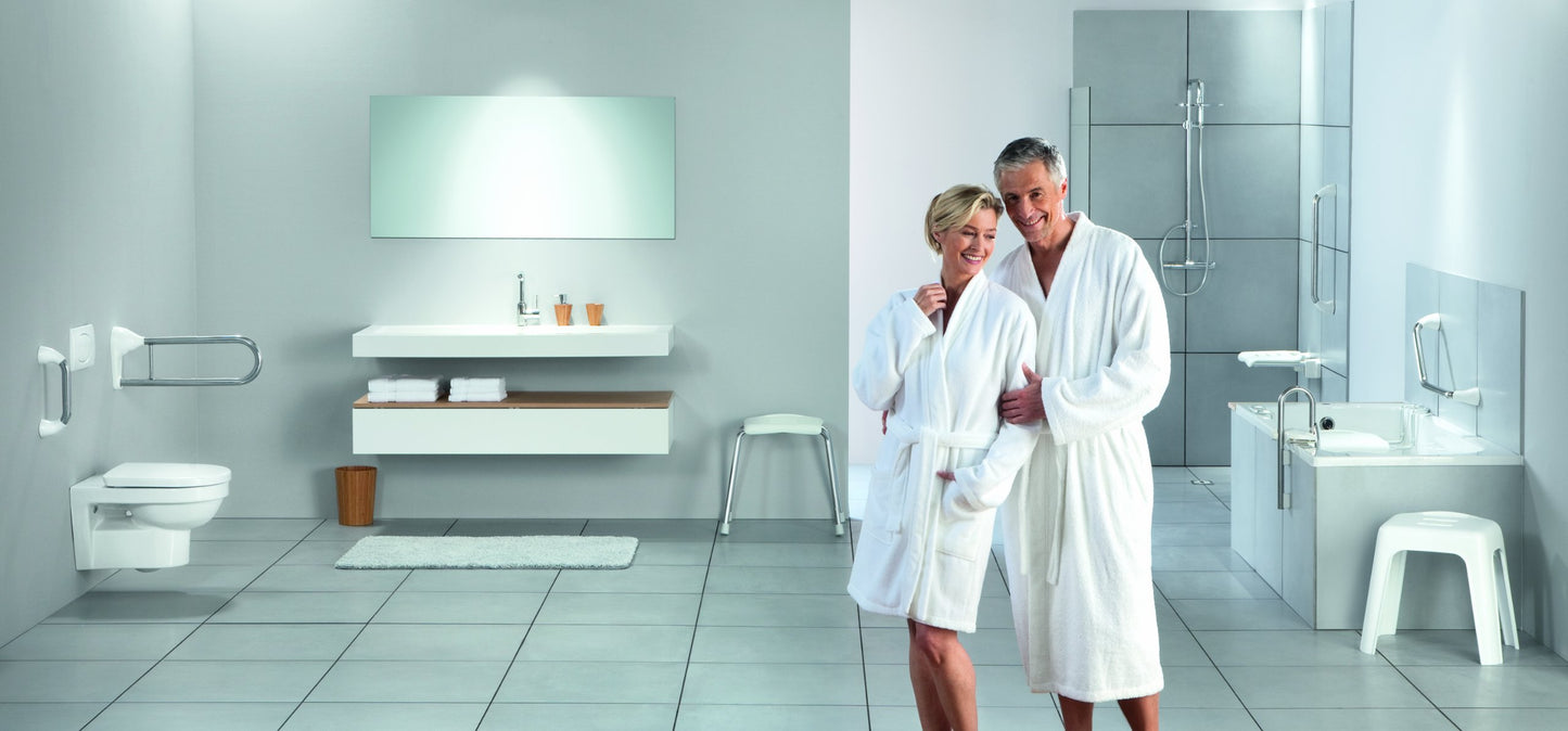 Spirella Vivawell shower stool, foldable shower seat with non-slip feet stainless steel.