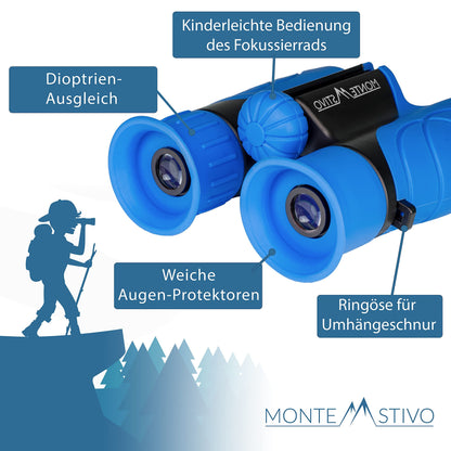Monte Stivo® Junior | Award-winning binoculars for children 8x21 with magnifying glass & compass | Toy set for boys and girls aged 4 years and up.